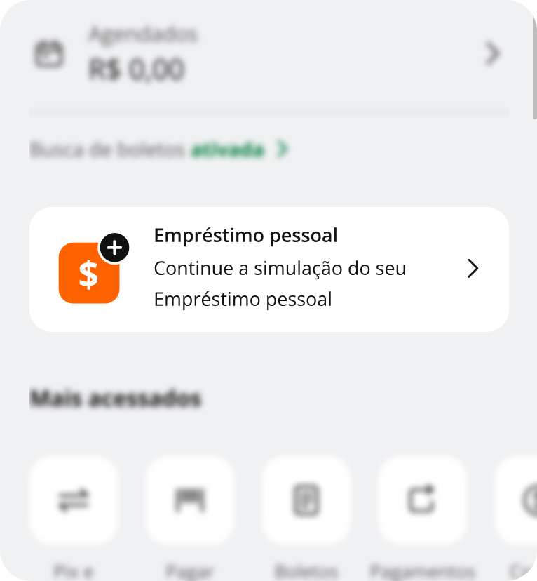 Itaú app phone mockup, Hub space